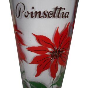 MCM Peanut Butter Juice Glass Tumbler Red / Black Poinsettia Estate find 5" #3